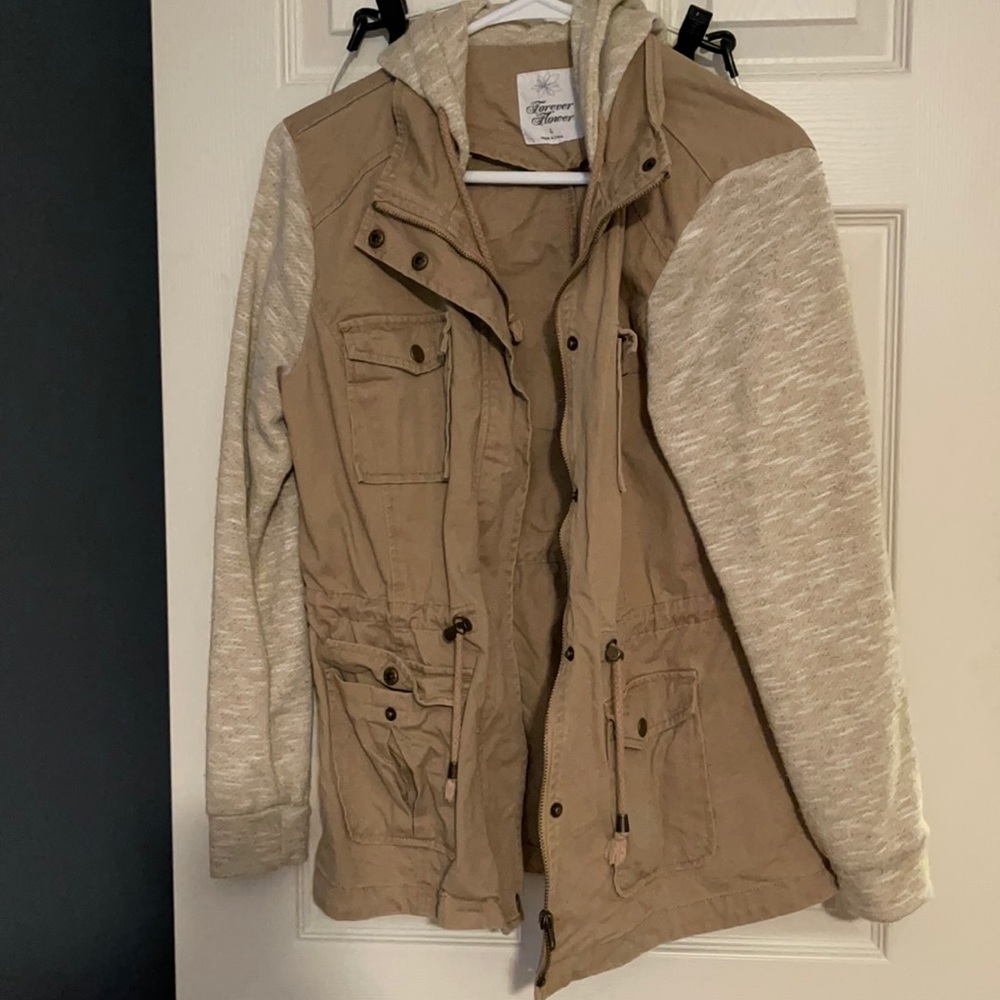 Tan jacket hooded